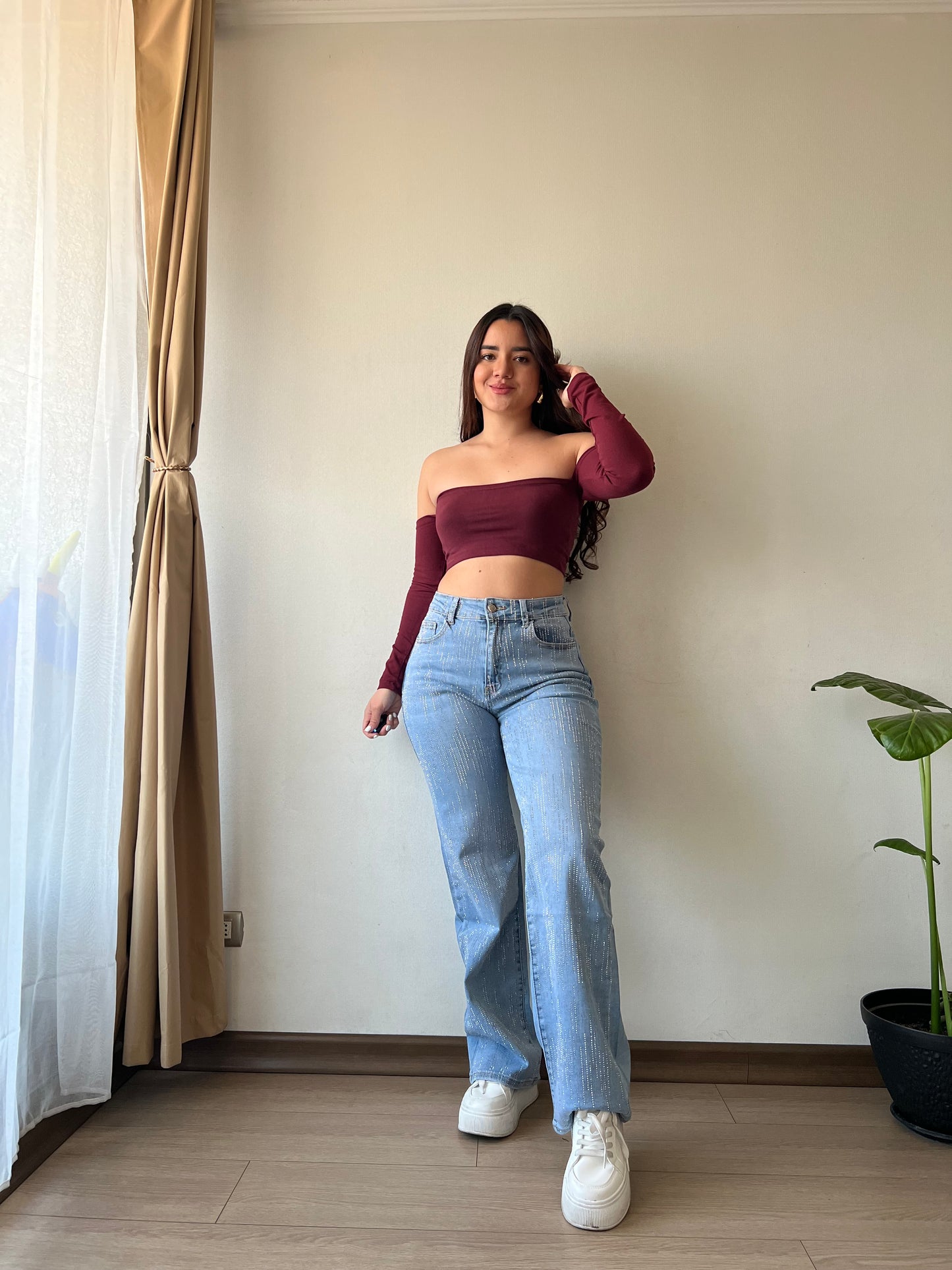 Wide leg shine ámbar