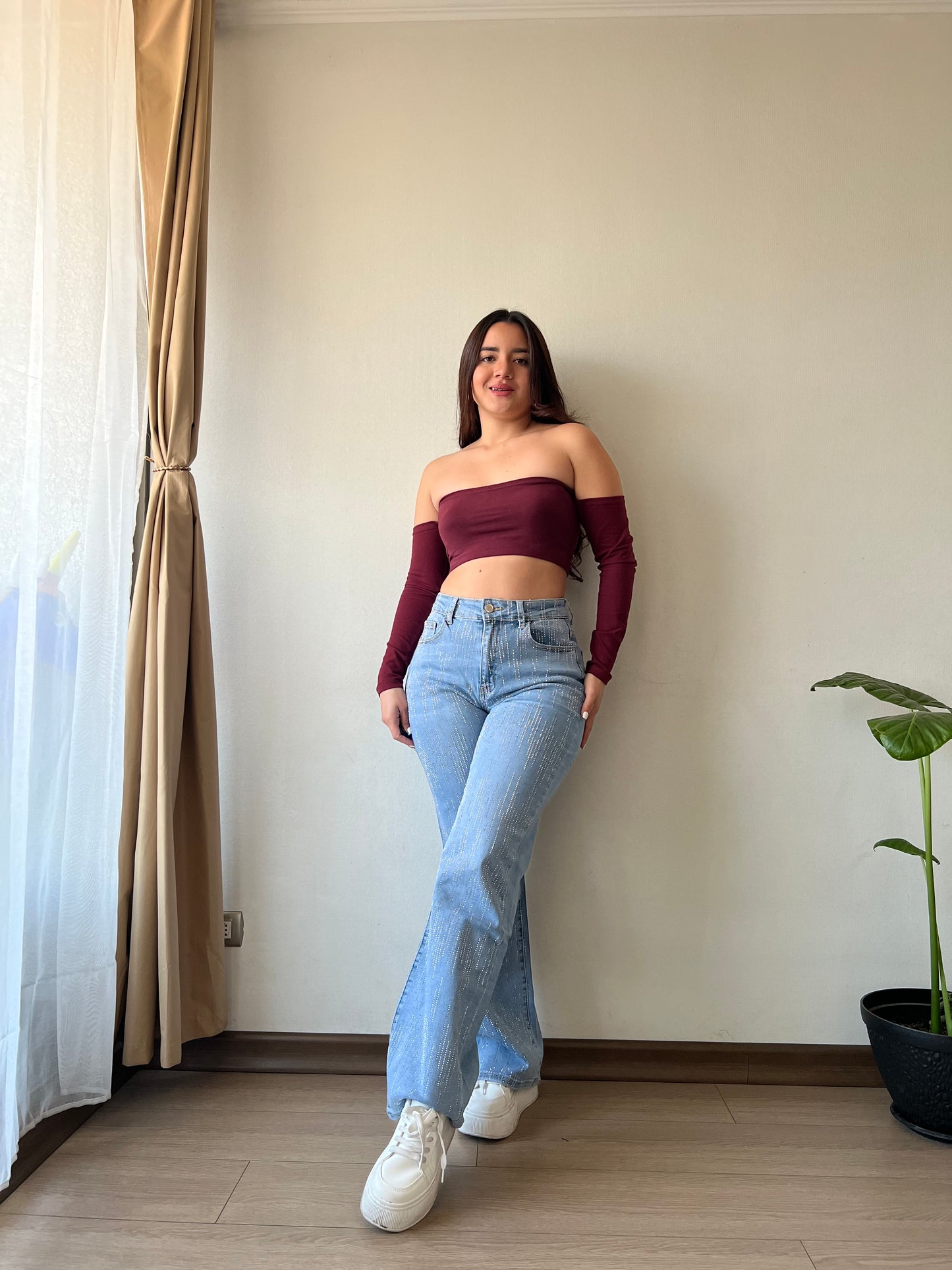 Wide leg shine ámbar