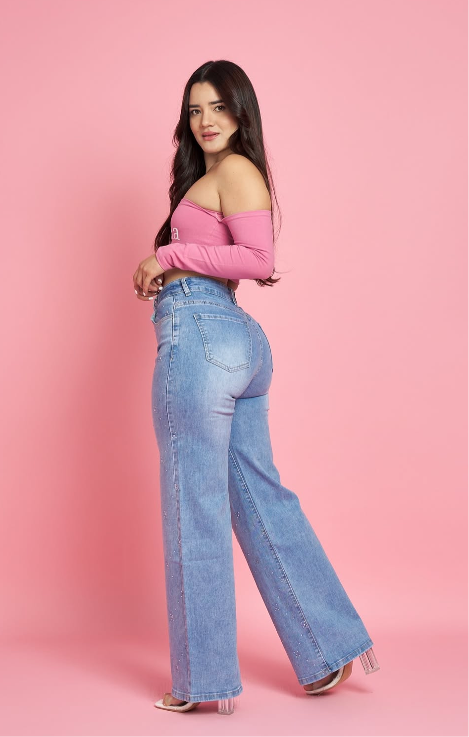 Wide leg celeste shine