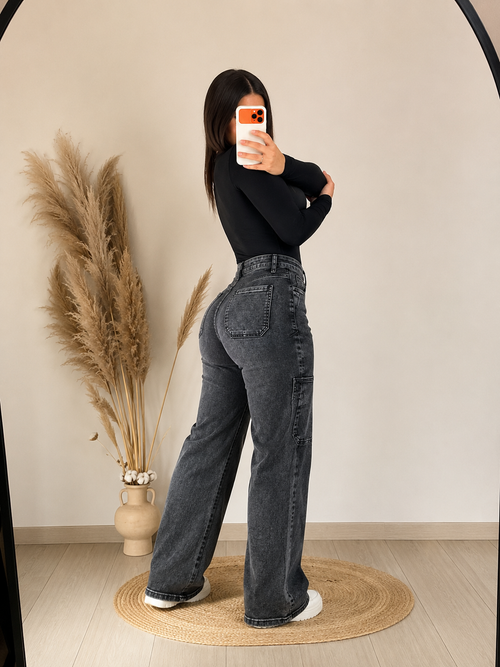 Pantalón Wide Leg Grafito – Urban Comfort