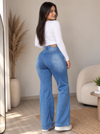 Wide leg lineal Chloe tiro alto-push up