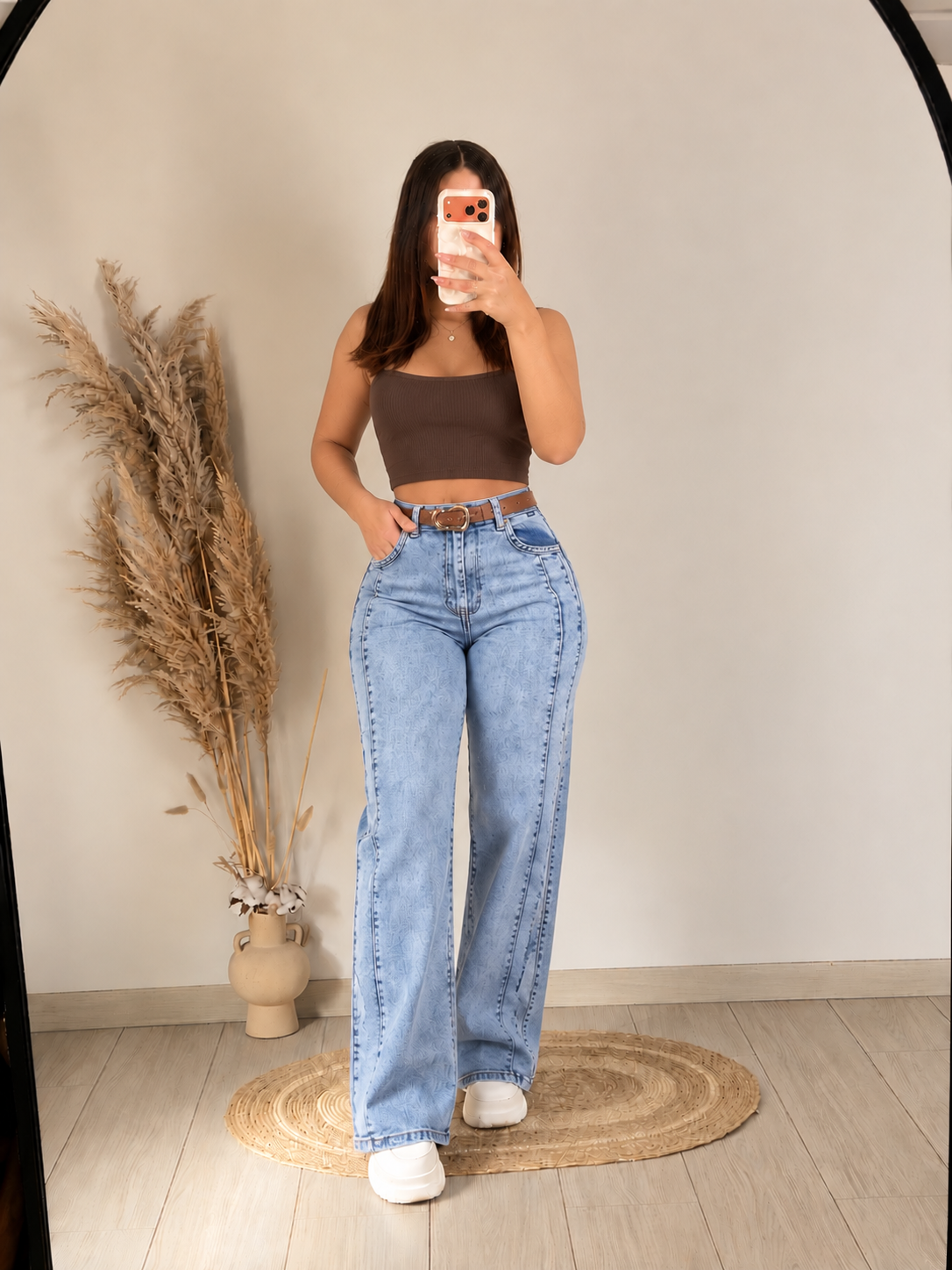 Jeans Wide Leg Dakota | Doble Línea con Cinturón.