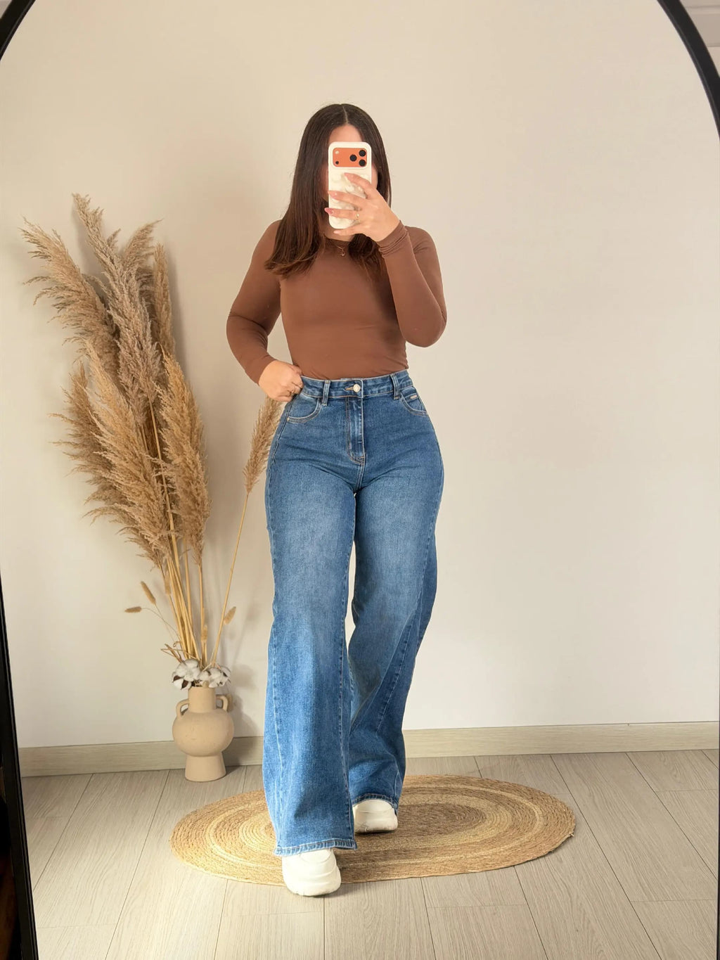 Wide leg azul desgaste
