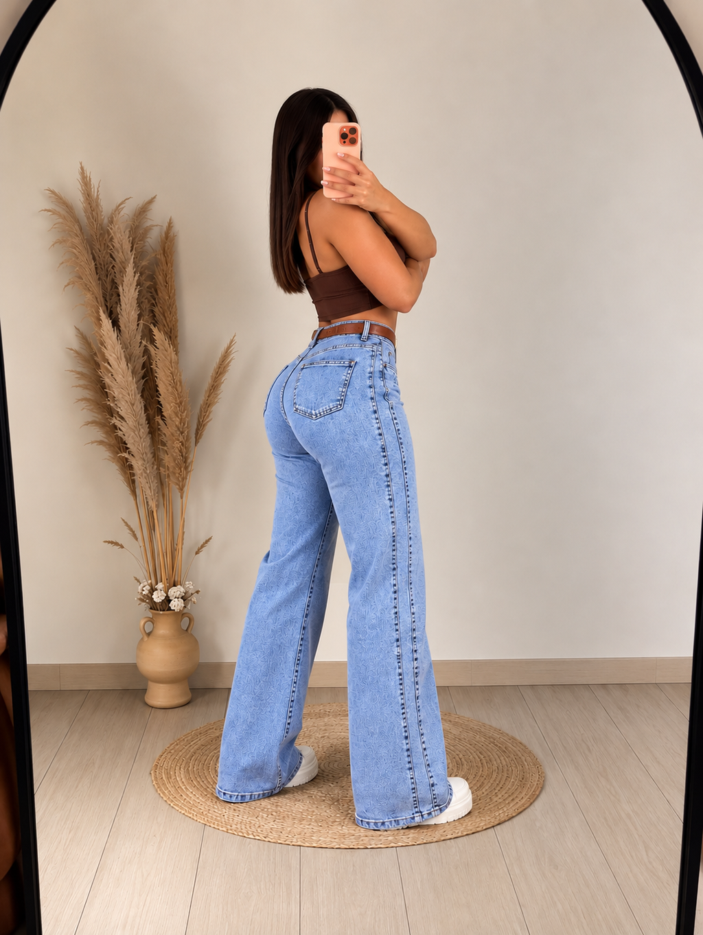 Jeans Wide Leg Dakota | Doble Línea con Cinturón.