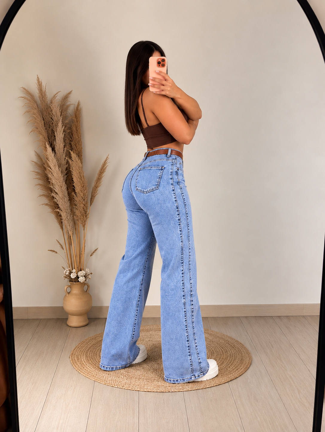 Jeans Wide Leg Dakota | Doble Línea con Cinturón.