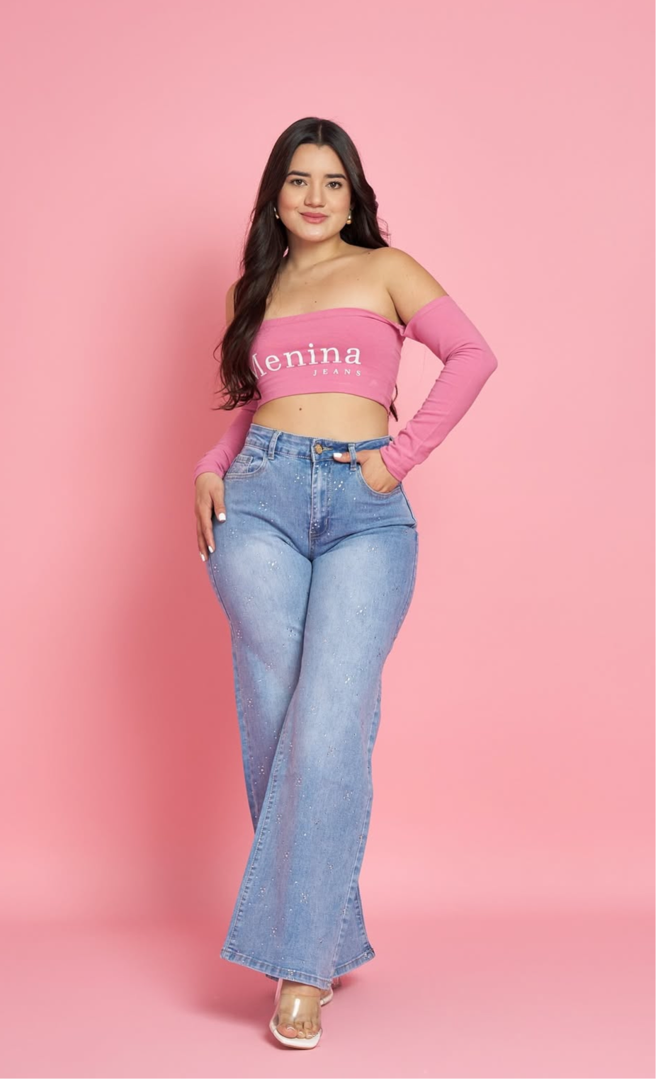 Wide leg celeste shine