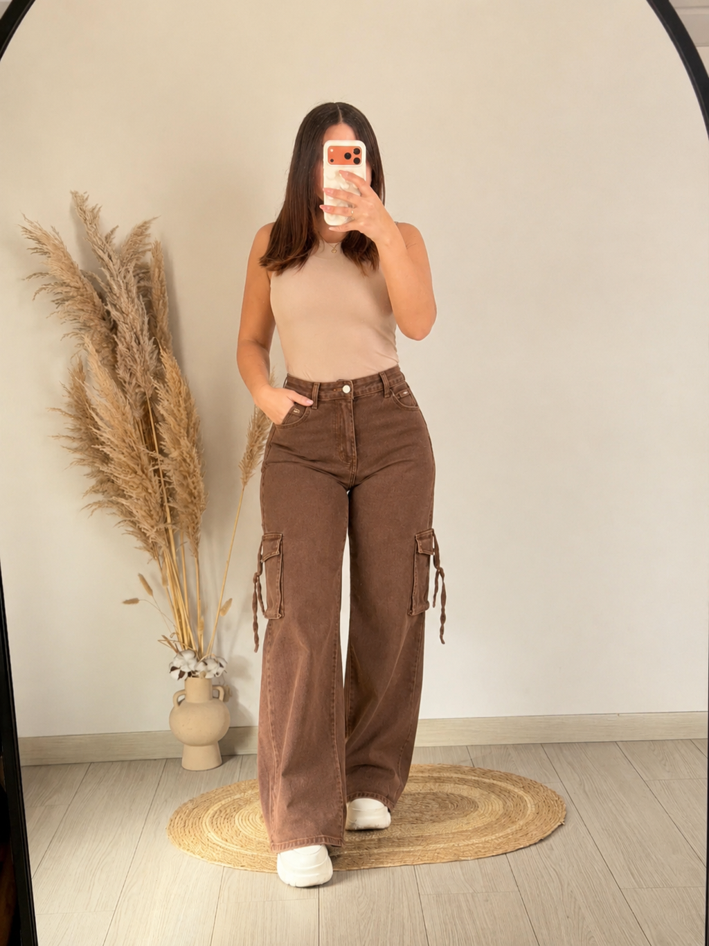 Jeans Cargo Café para Mujer