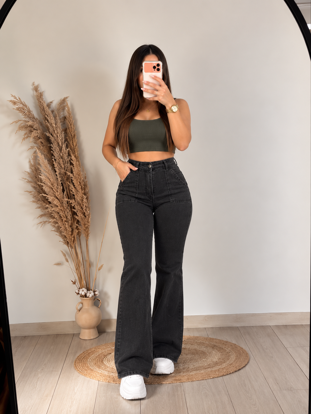 Jeans recto tiro alto Barbara