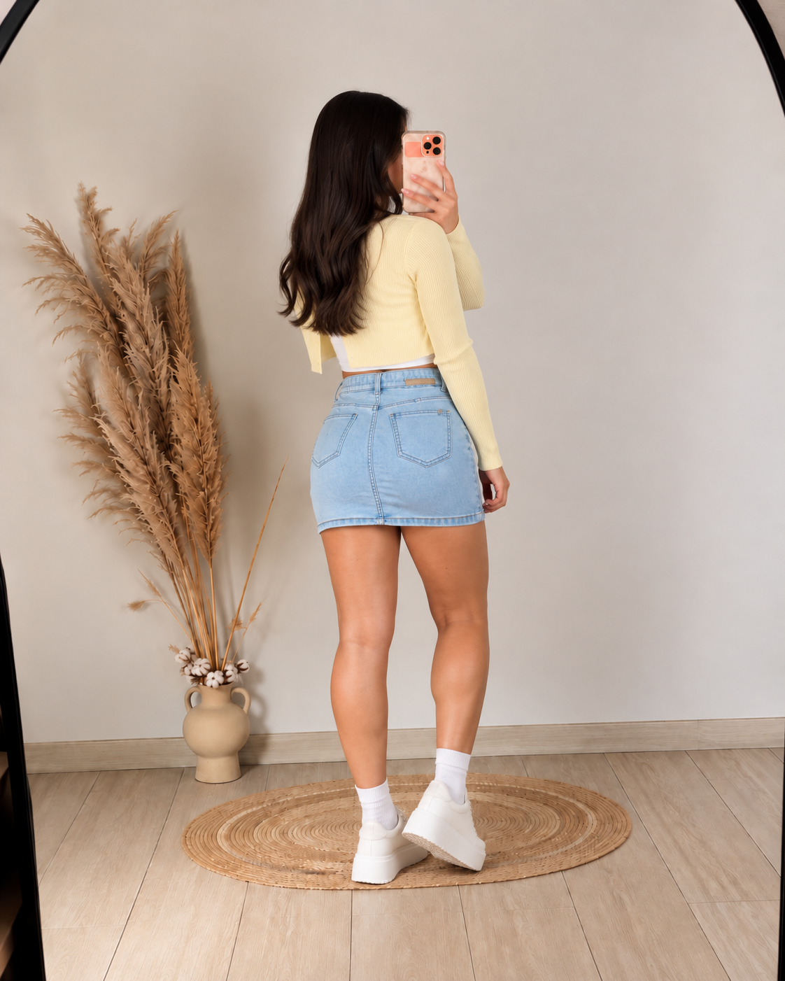 Falda short Denim Celeste con Cinturón – Antonella 🧸