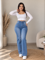 Wide leg lineal Chloe tiro alto-push up