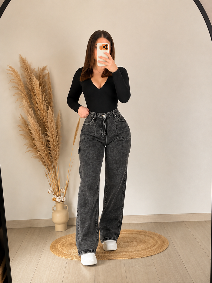 Pantalón Wide Leg Grafito – Urban Comfort