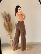 Jeans Cargo Café para Mujer