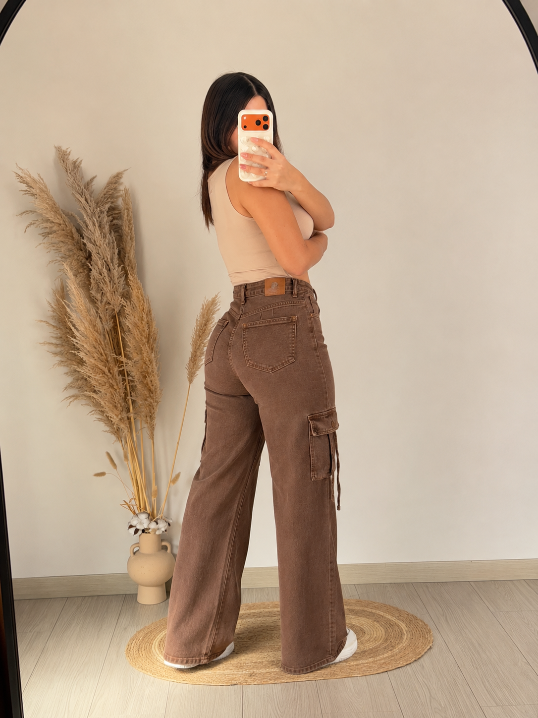 Jeans Cargo Café para Mujer
