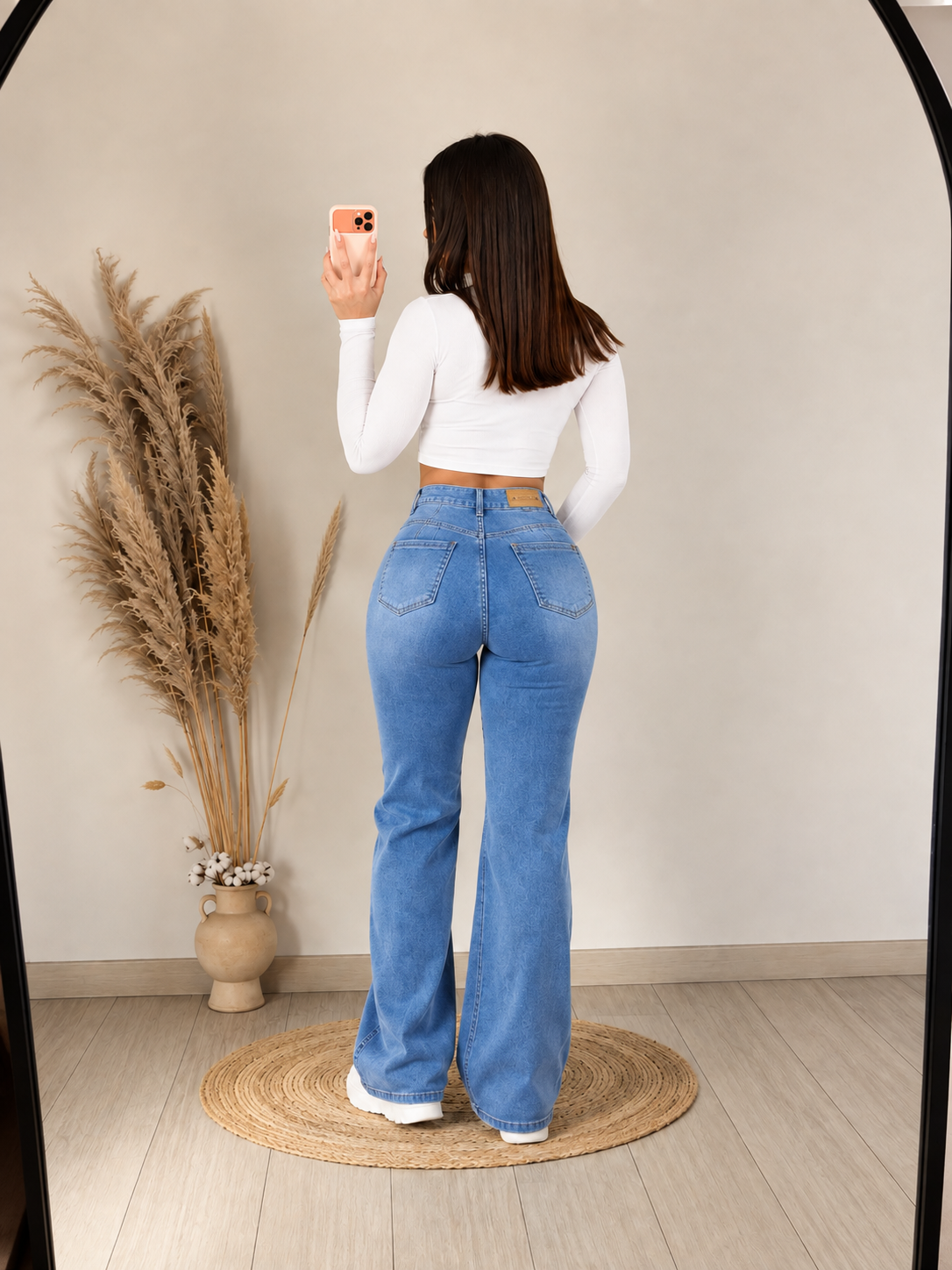 Wide leg lineal Chloe tiro alto-push up