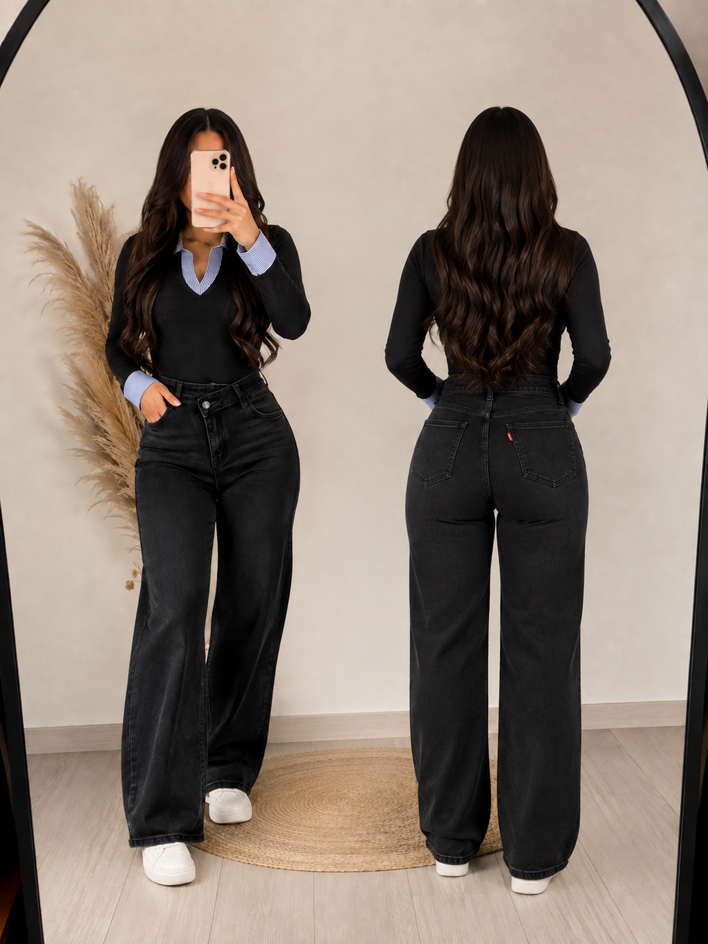 Jean Valentina Wide Leg – Negro