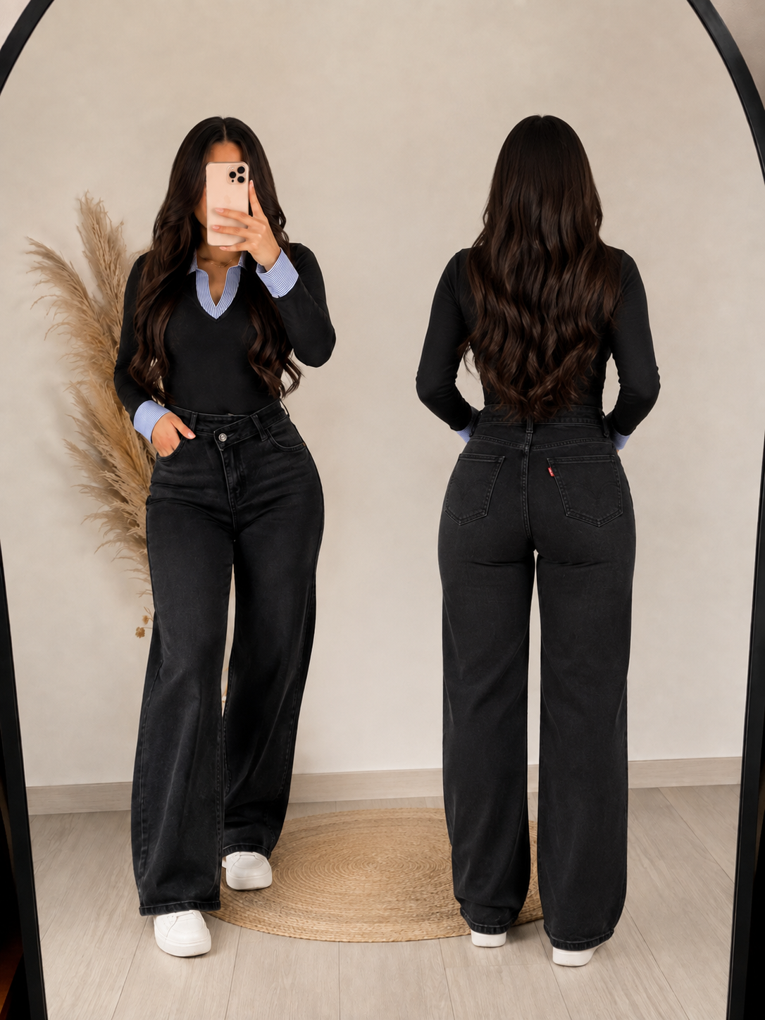 Jean Valentina Wide Leg – Negro