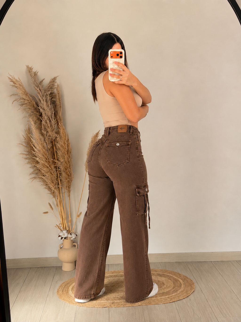 Jeans Cargo Café para Mujer