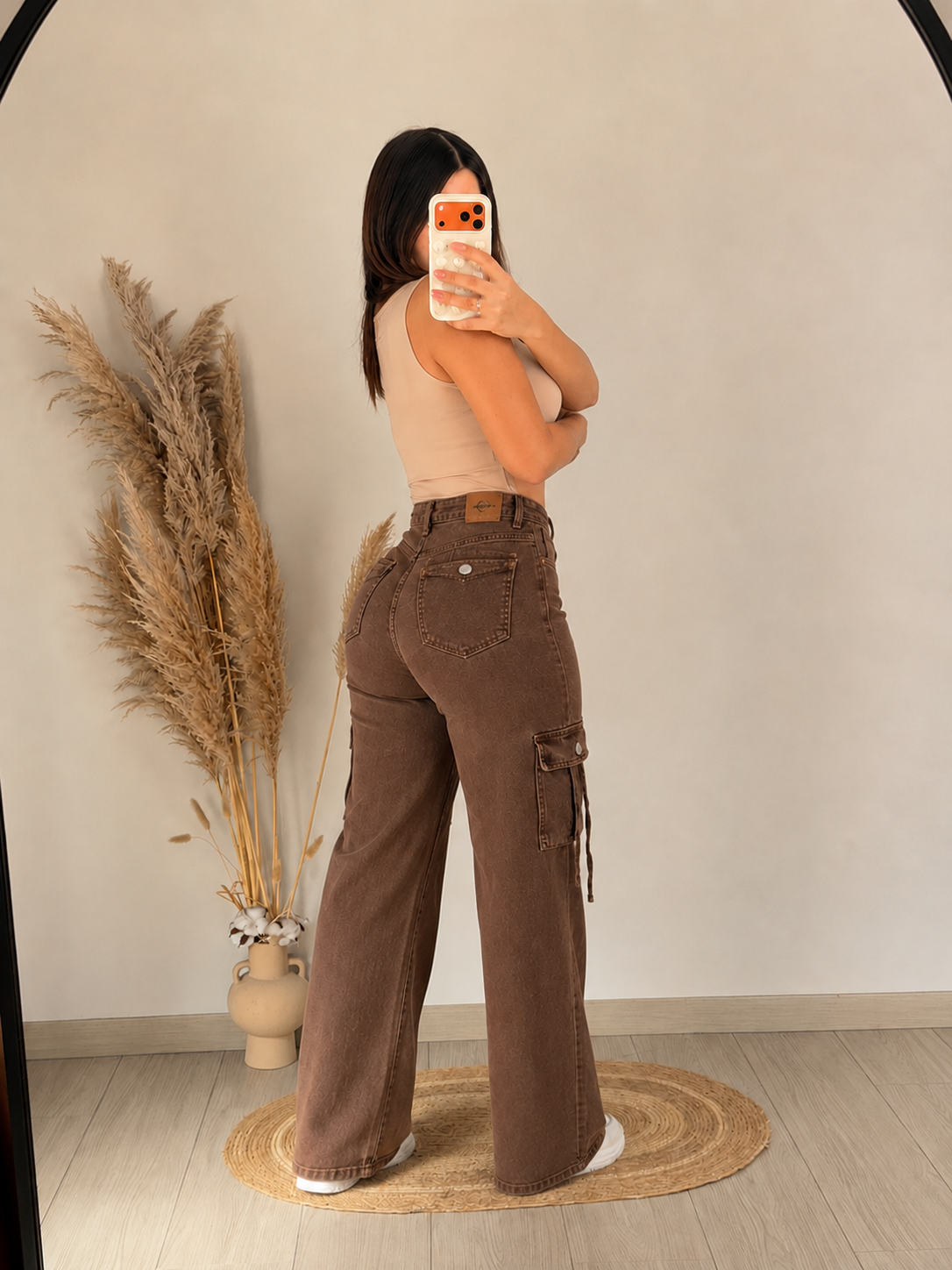 Jeans Cargo Café para Mujer