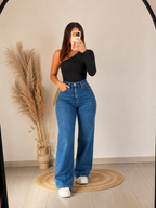 Pantalón Wide Leg Elástico Blue