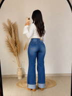 wide leg azul elasticado amparo